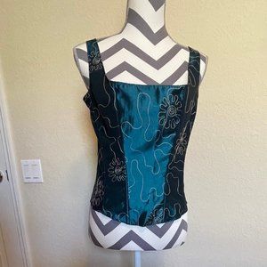 Frederick’s of Hollywood vintage 2006 Teal Green boned lace up bustier set